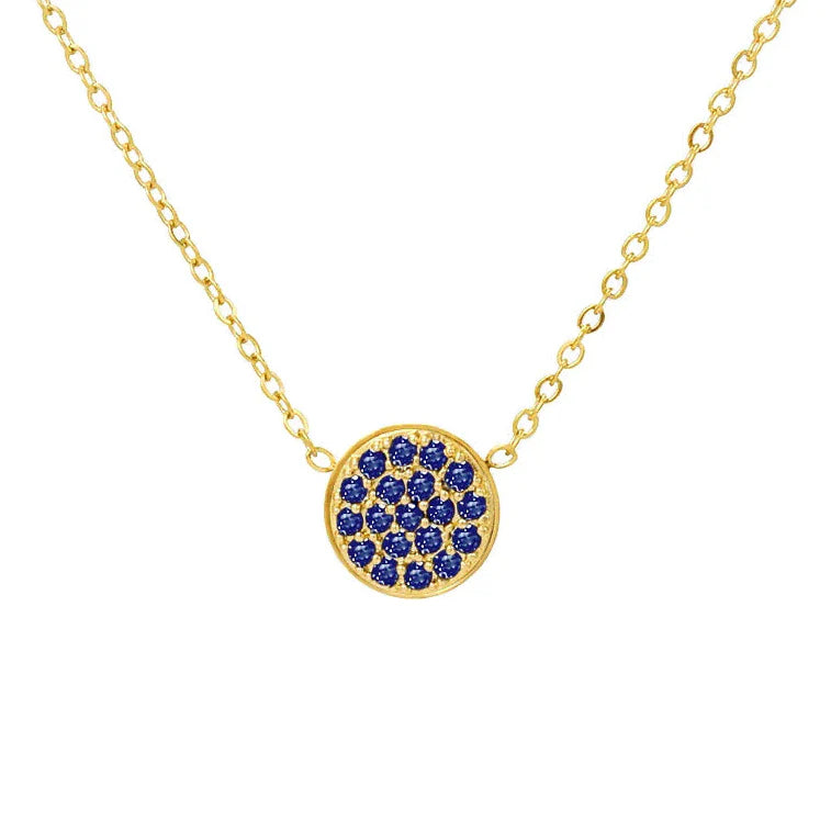 Necklace and pendant with small round birthstone September
