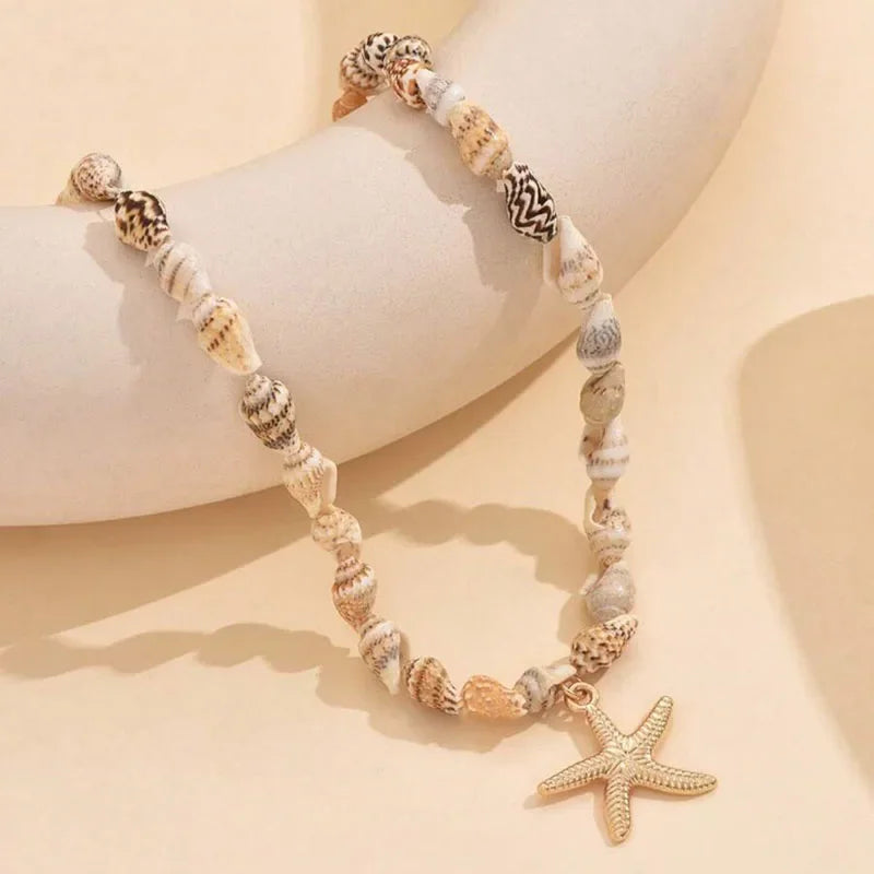 Necklace and shell and starfish pendant