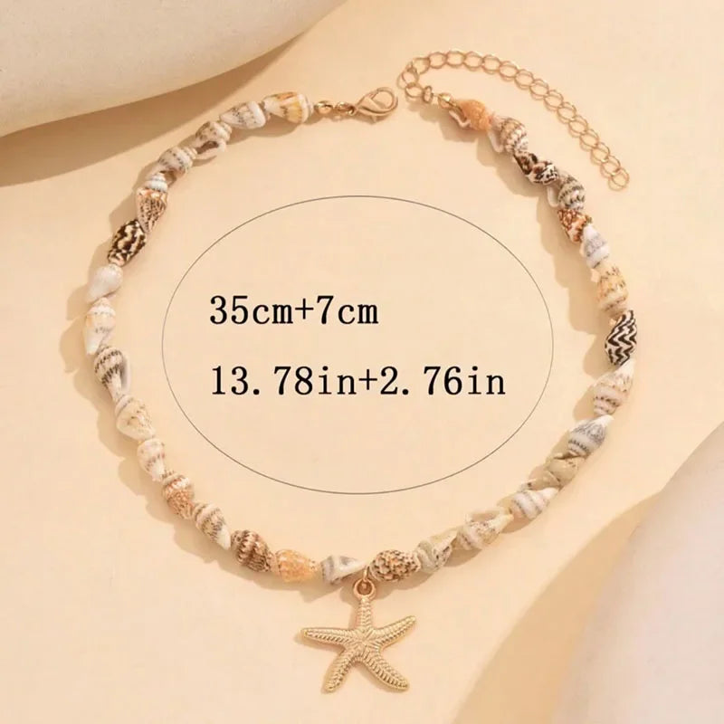 Necklace and shell and starfish pendant