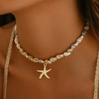 Necklace and shell and starfish pendant