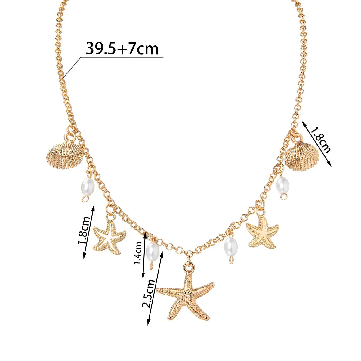 Shell necklace and pendant with small starfish