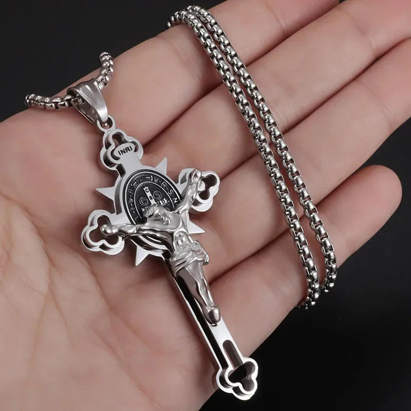 Saint Benedict Jesus Cross Necklace and Pendant style B