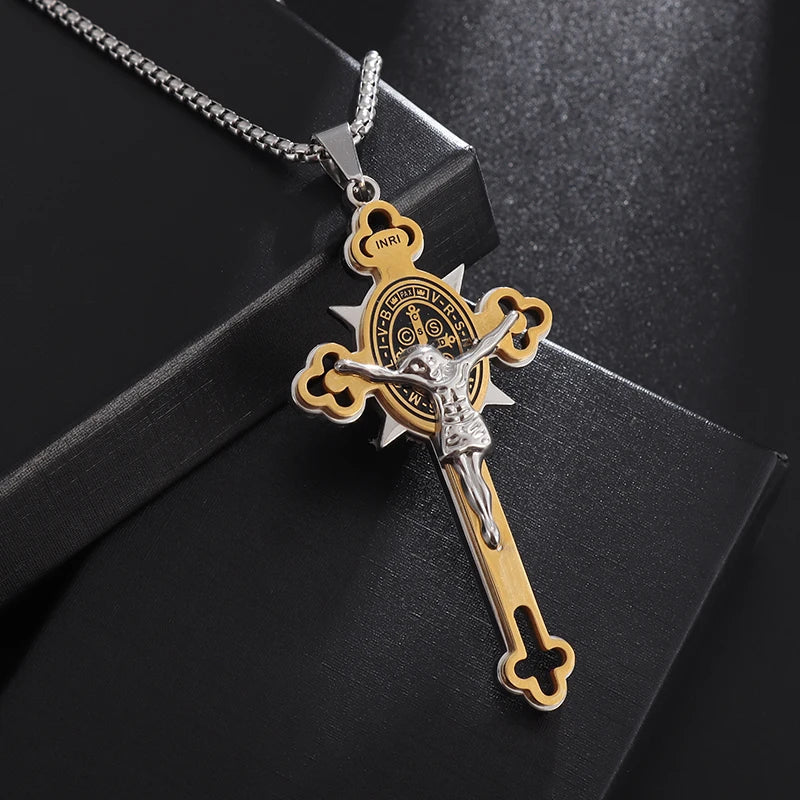 Saint Benedict Jesus Cross Necklace and Pendant style c