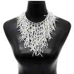 Coral white bib necklace and pendant