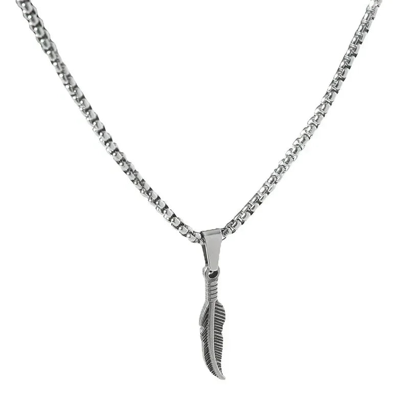 Silver Feather Necklace and Pendant