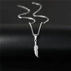 Silver Feather Necklace and Pendant