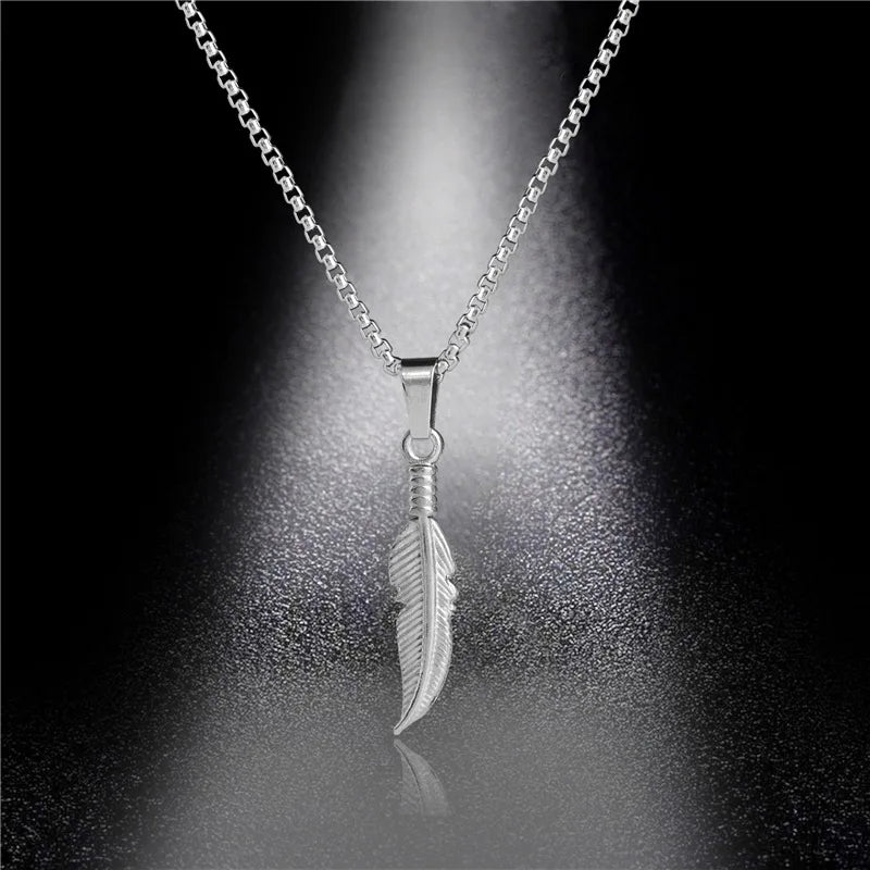 Silver Feather Necklace and Pendant