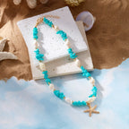 Necklace and matching shell pendant for women, turquoise