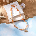 Necklace and matching shell pendant for women, orange