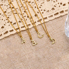Women's necklace with letter initial pendant and heart