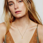 Women's necklace with letter initial pendant and heart