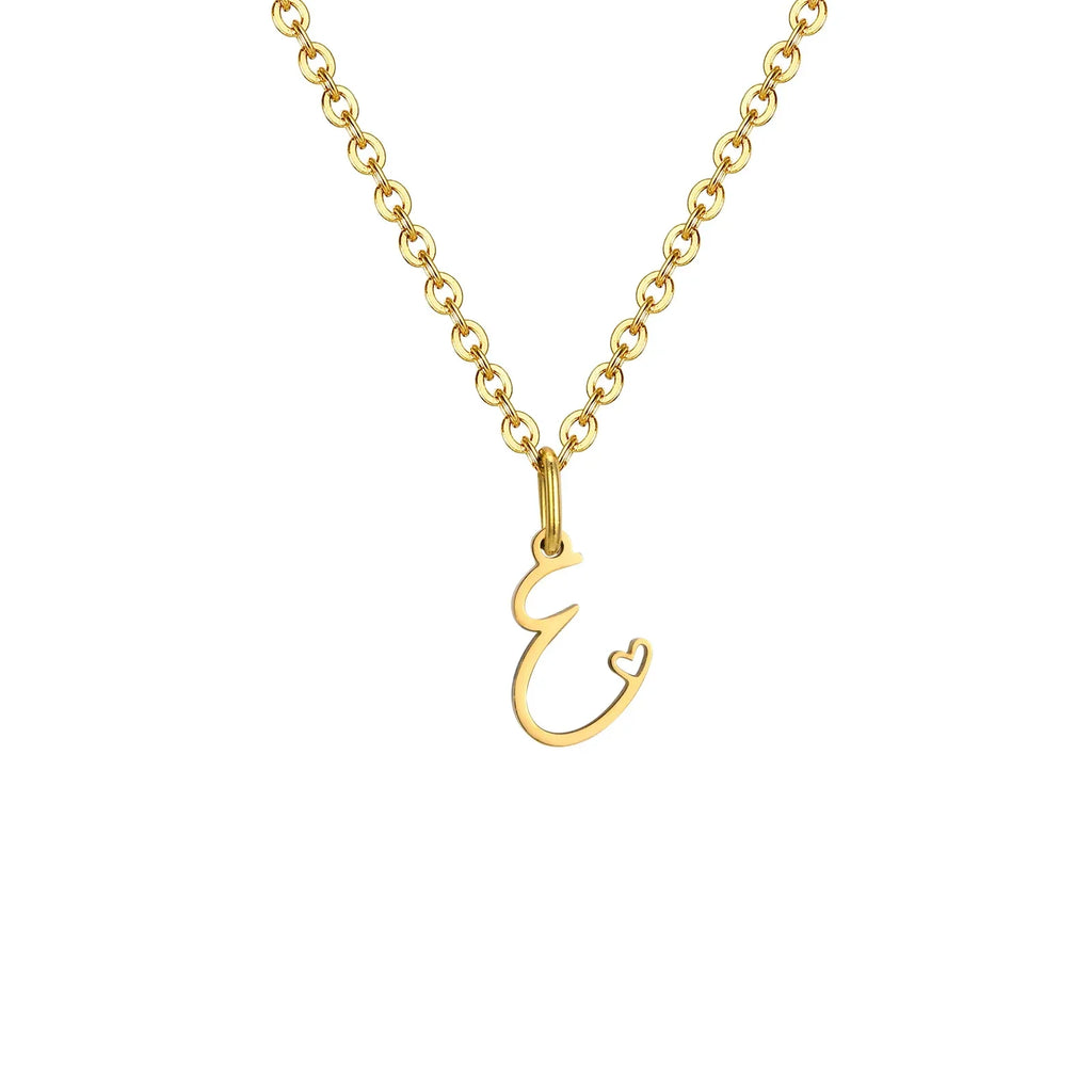 Women's necklace with letter initial pendant and heart 
