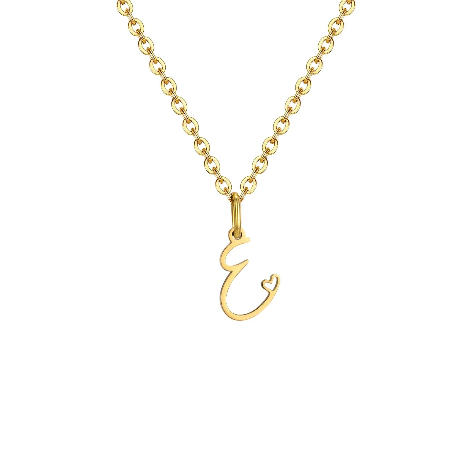 Women's necklace with letter initial pendant and heart 
