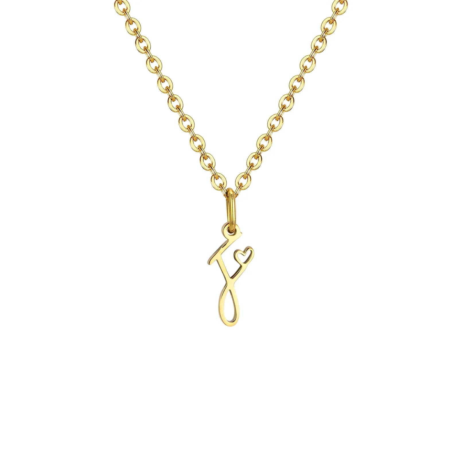 Women's necklace with letter initial pendant and heart f