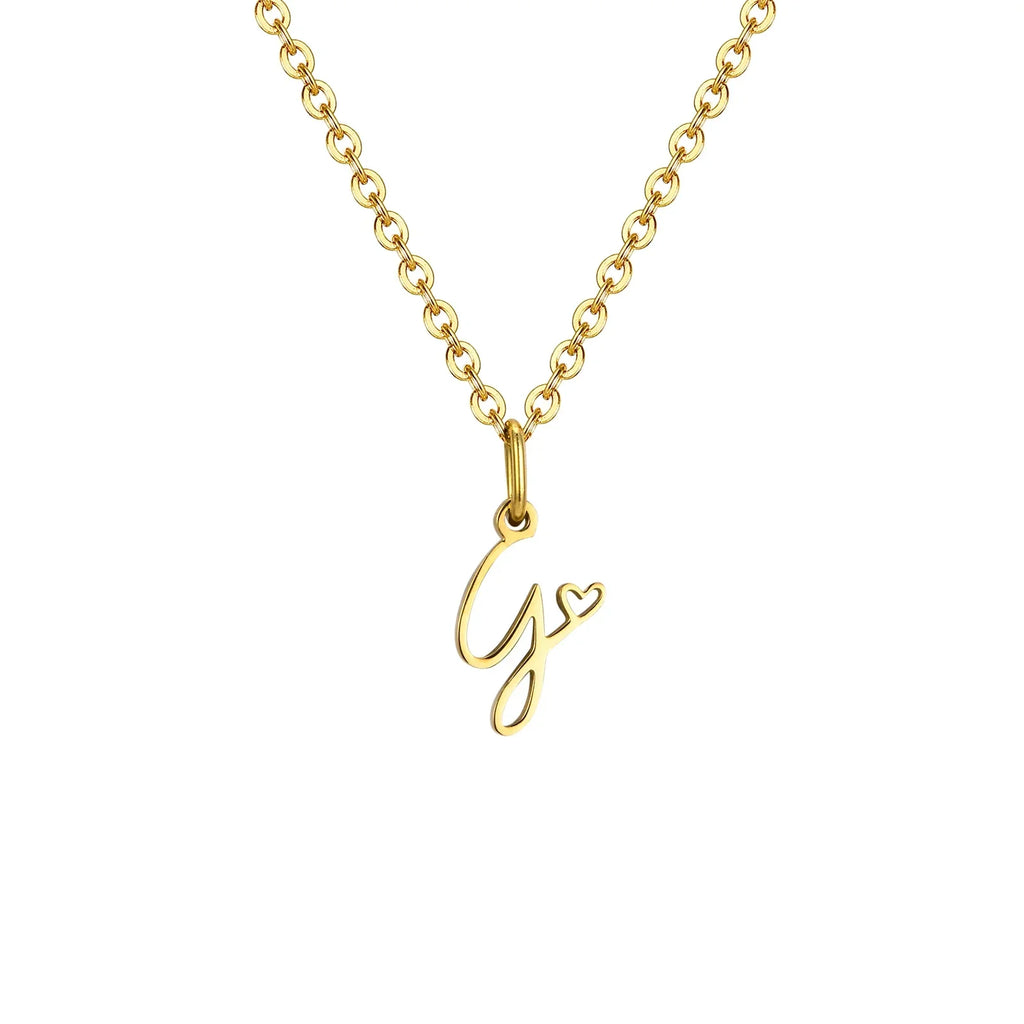 Women's necklace with letter initial pendant and heart g