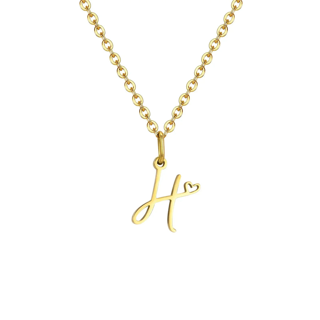Women's necklace with letter initial pendant and heart h