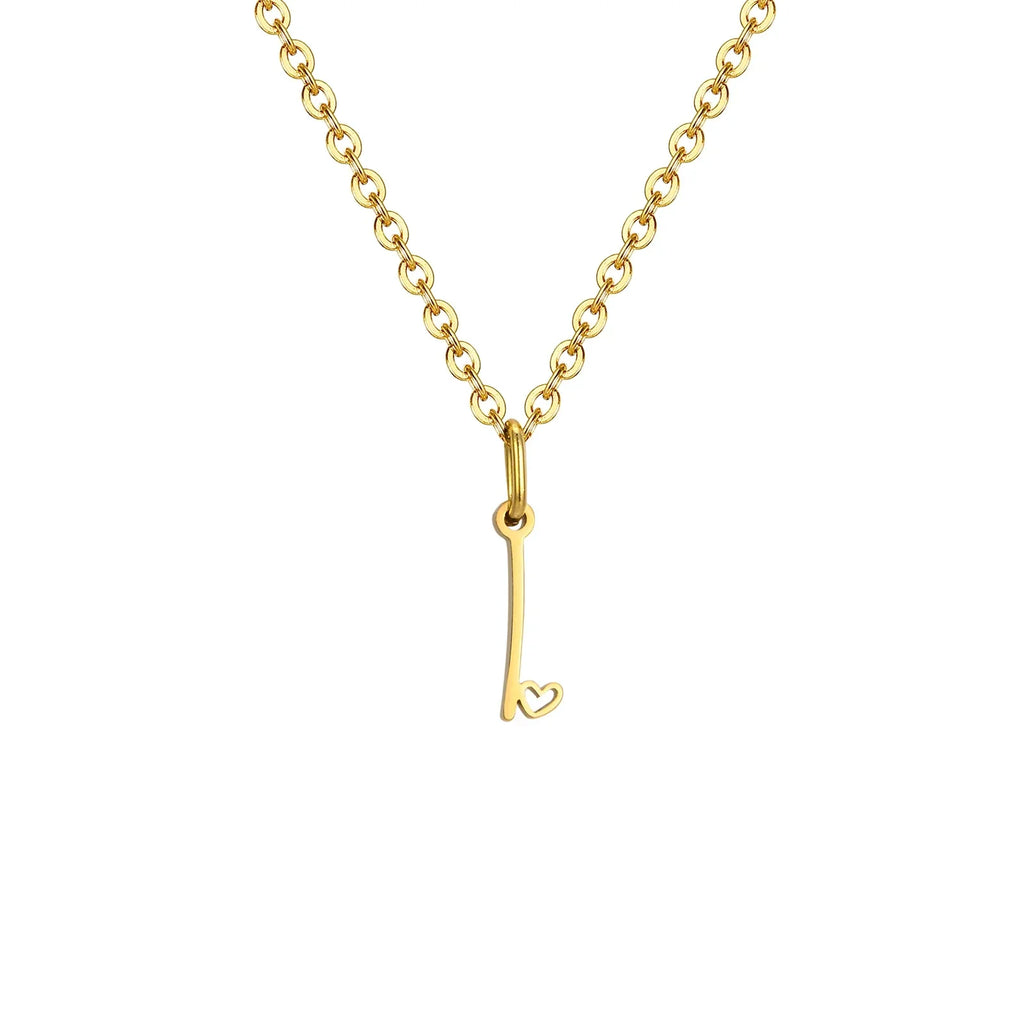 Women's necklace with letter initial pendant and heart i