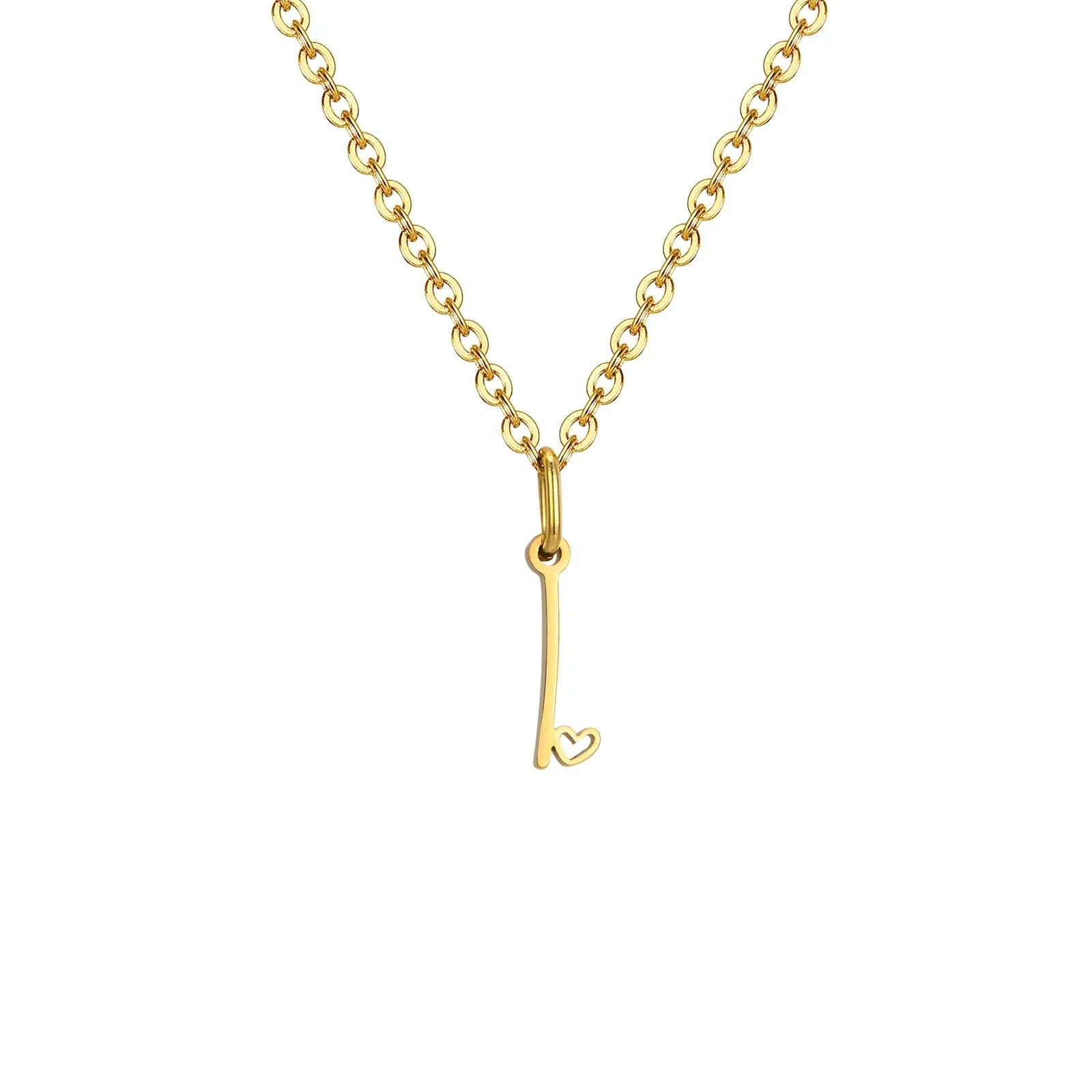 Women's necklace with letter initial pendant and heart i