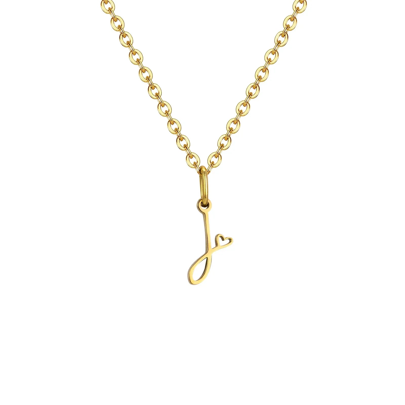 Women's necklace with letter initial pendant and heart j