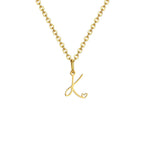 Women's necklace with letter initial pendant and heart k