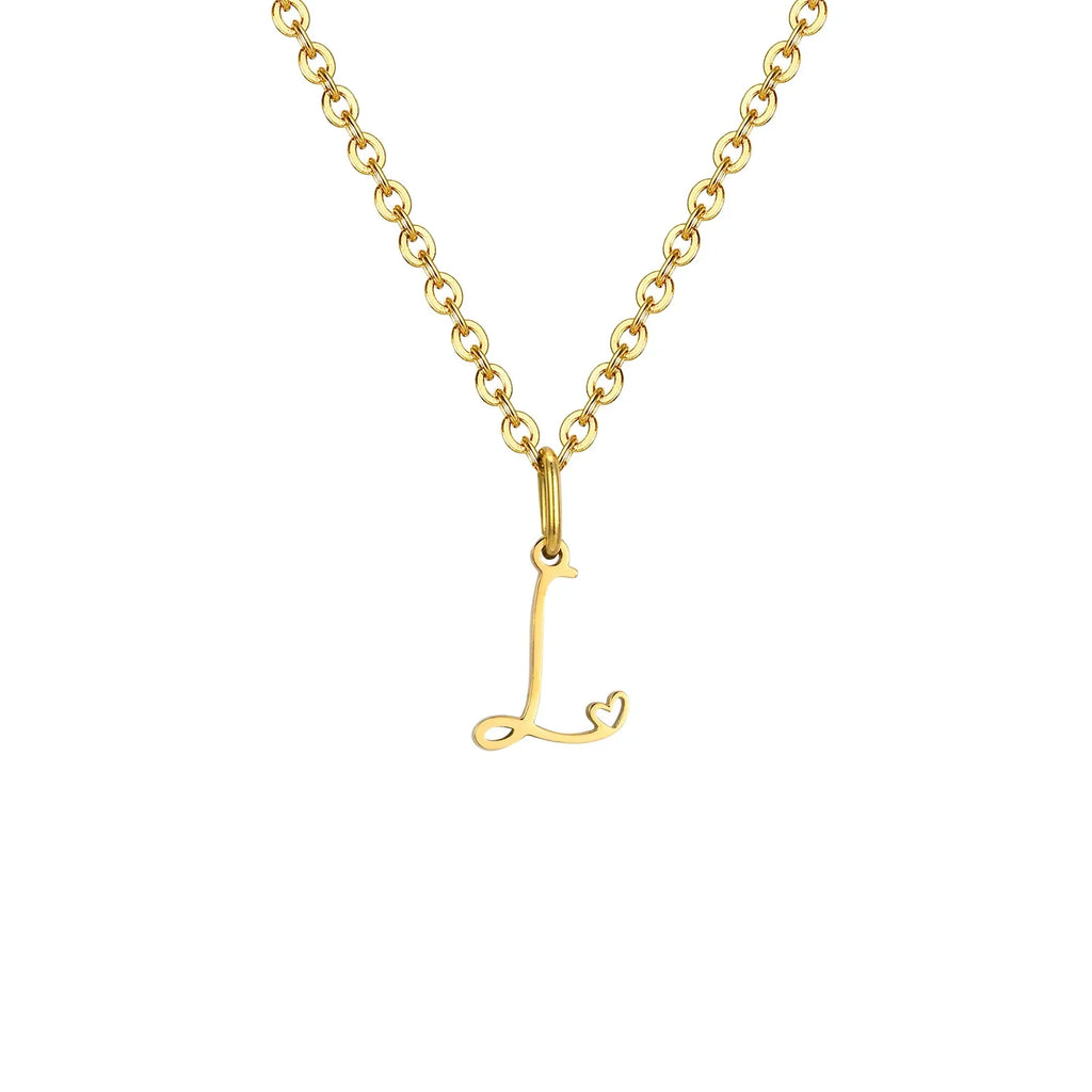 Women's necklace with letter initial pendant and heart l