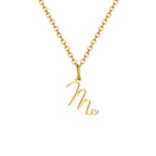 Women's necklace with letter initial pendant and heart m