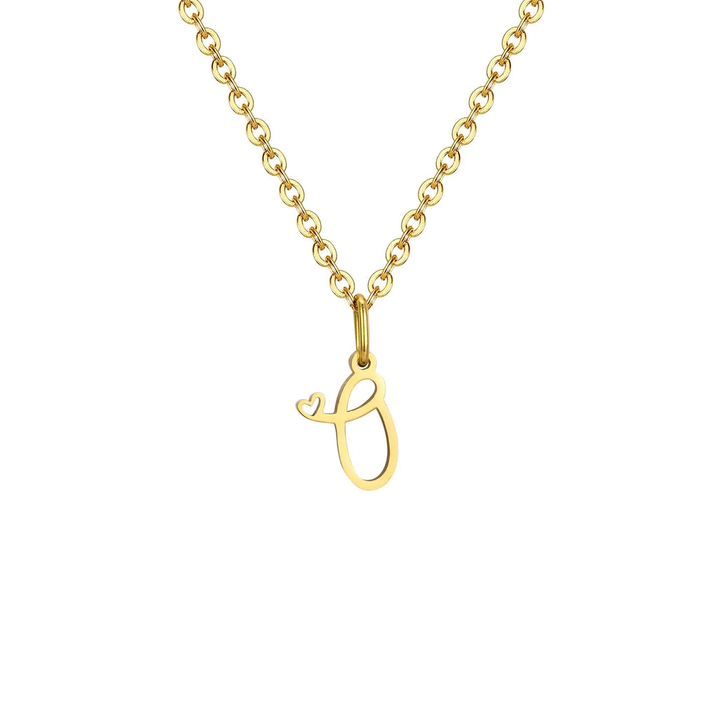 Women's necklace with letter initial pendant and heart o