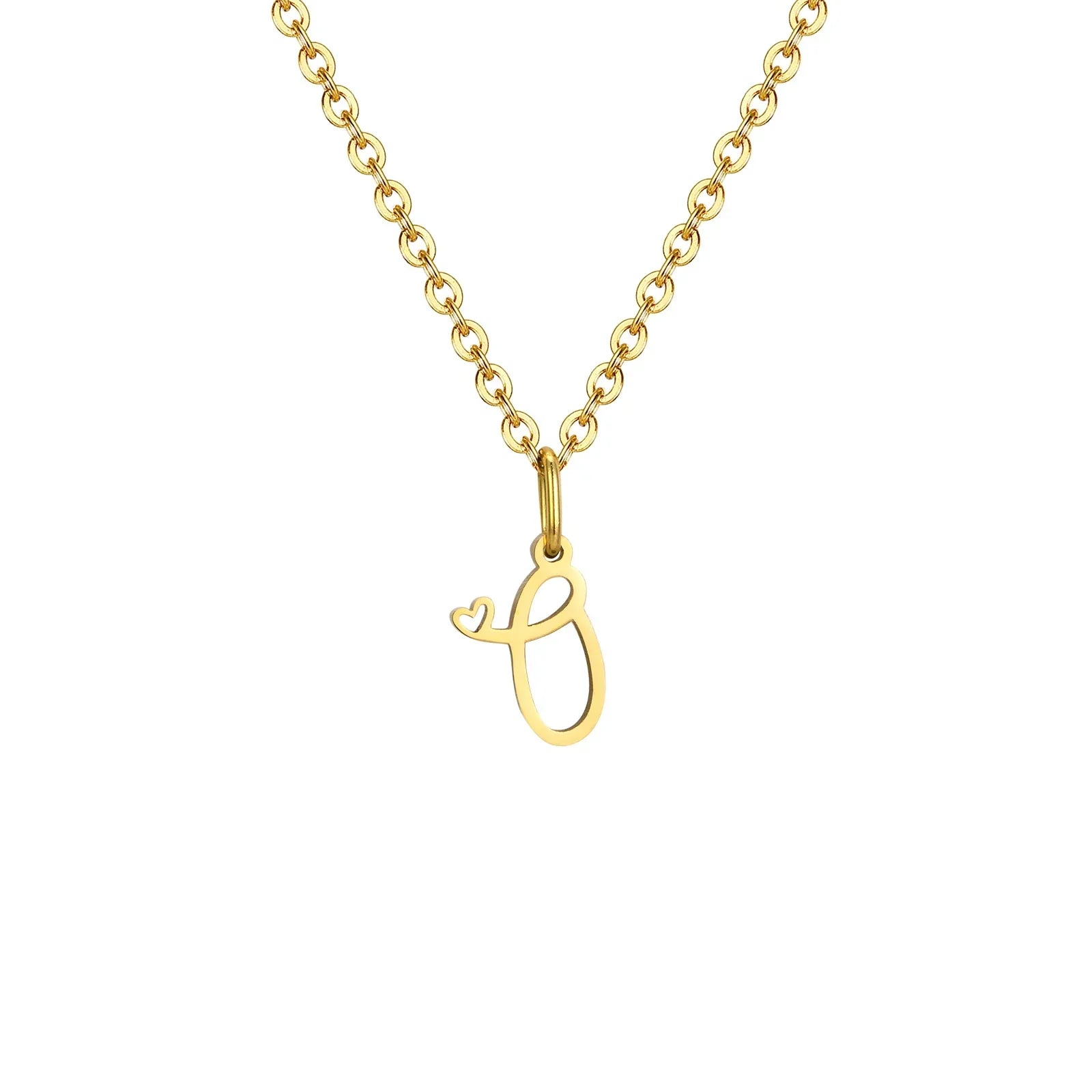 Women's necklace with letter initial pendant and heart o