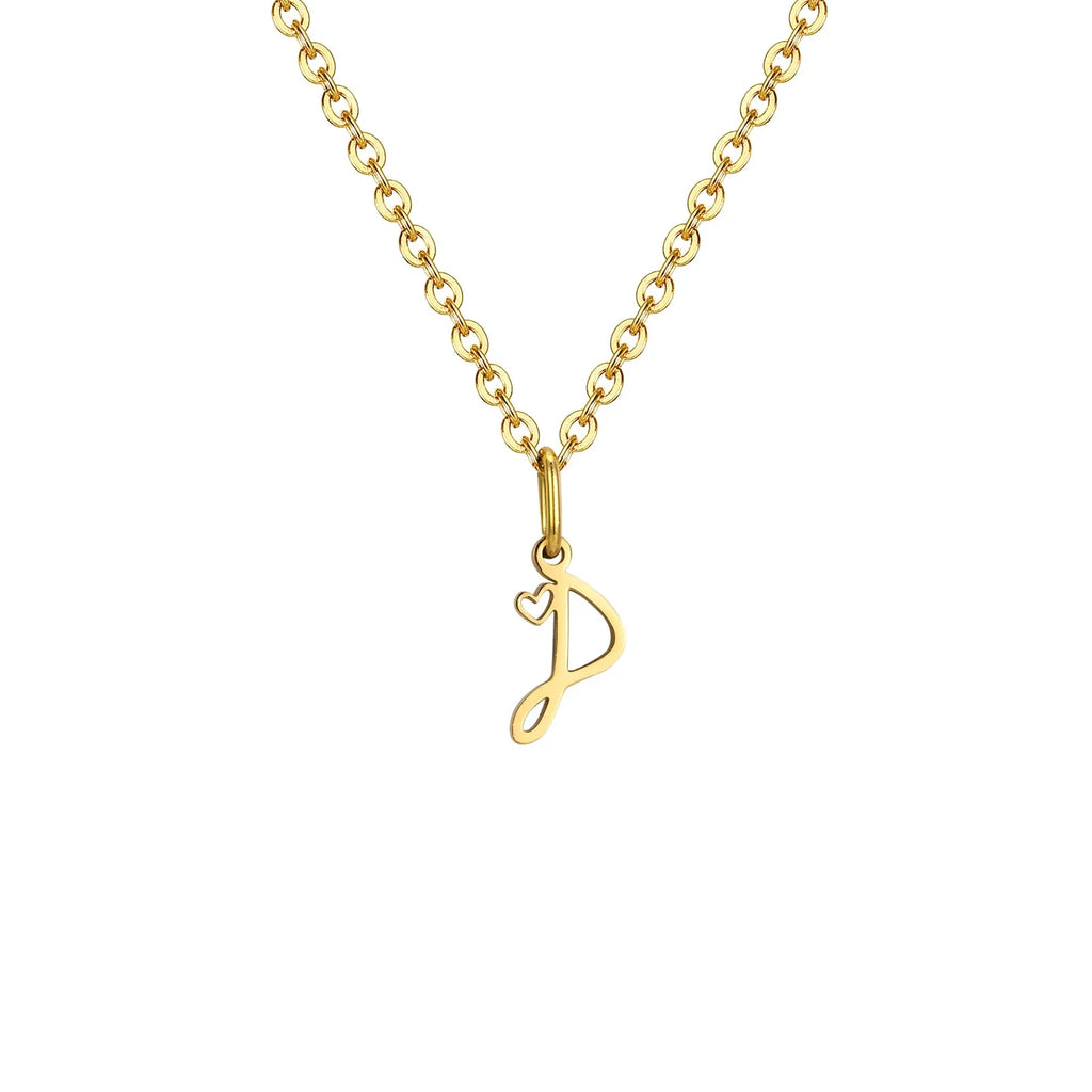 Women's necklace with letter initial pendant and heart d