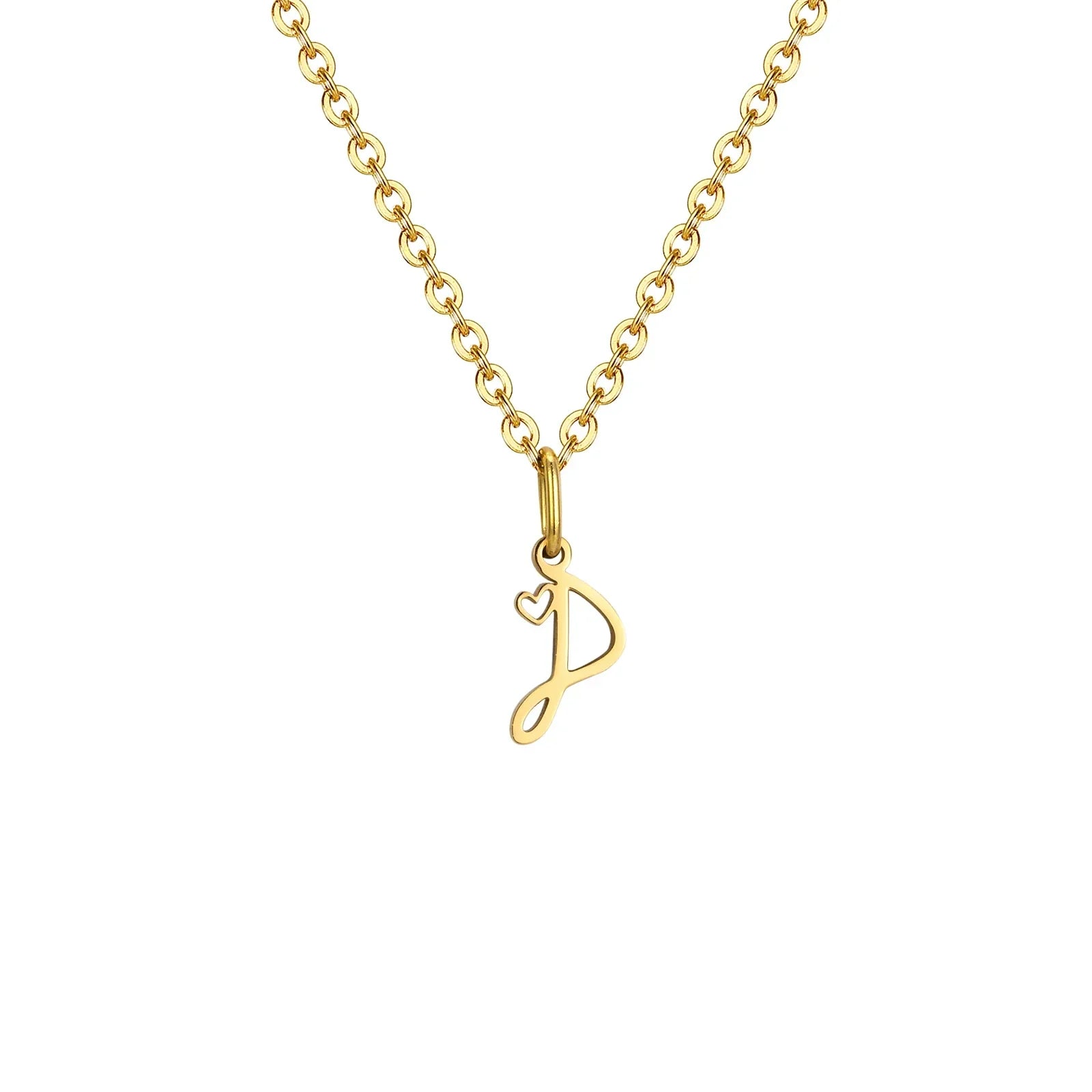 Women's necklace with letter initial pendant and heart d