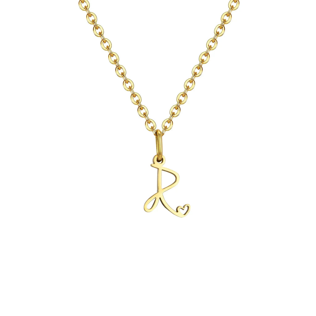 Women's necklace with letter initial pendant and heart r