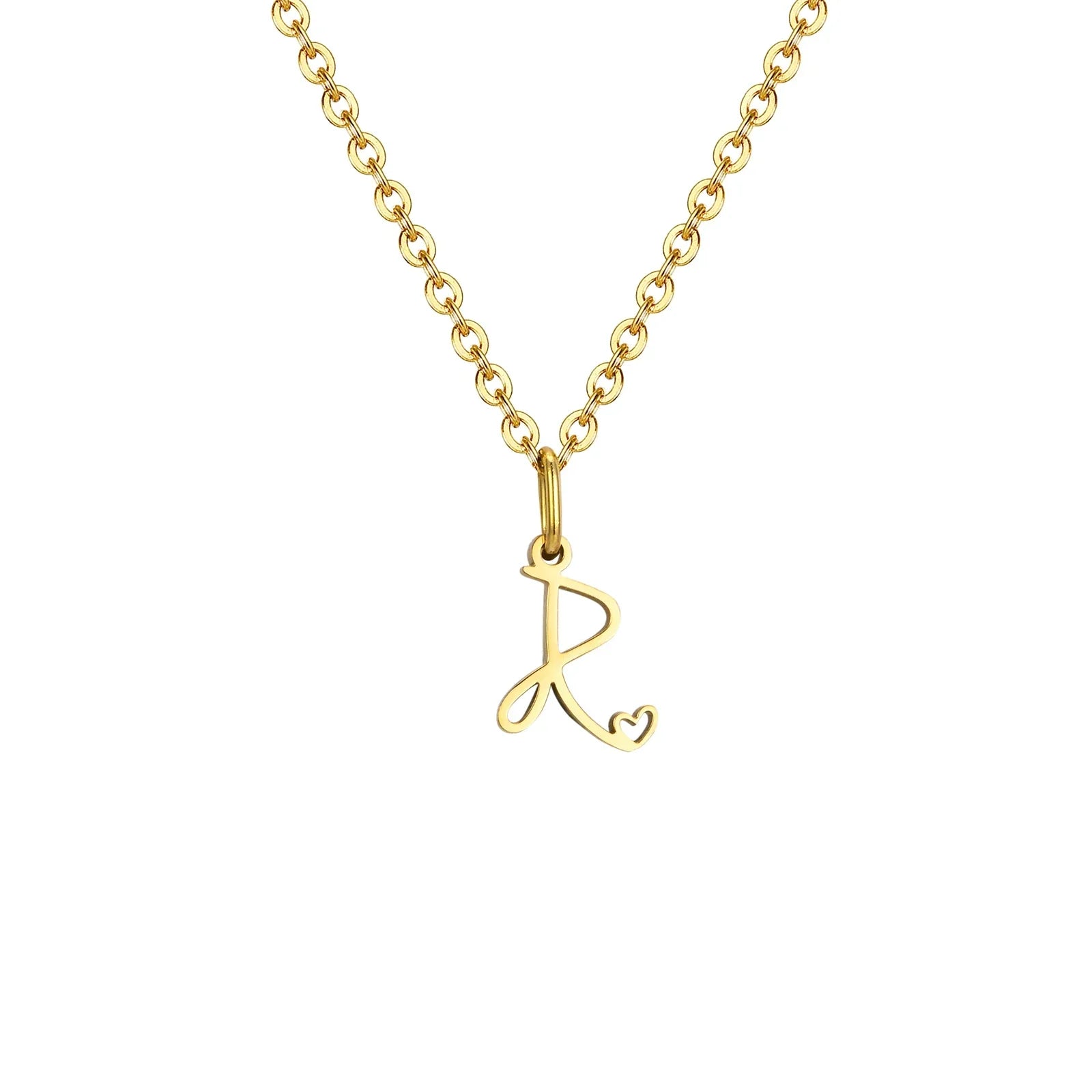 Women's necklace with letter initial pendant and heart r
