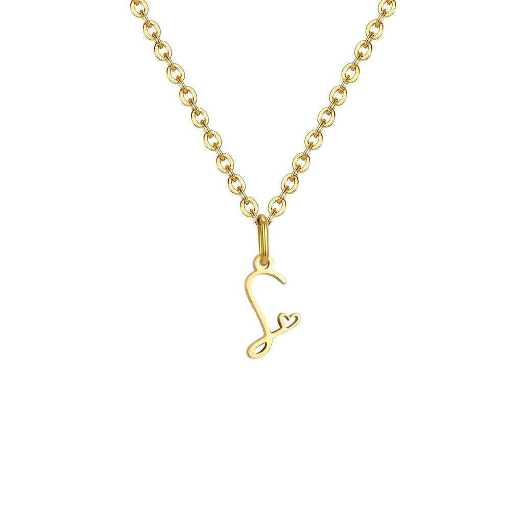 Women's necklace with letter initial pendant and heart s