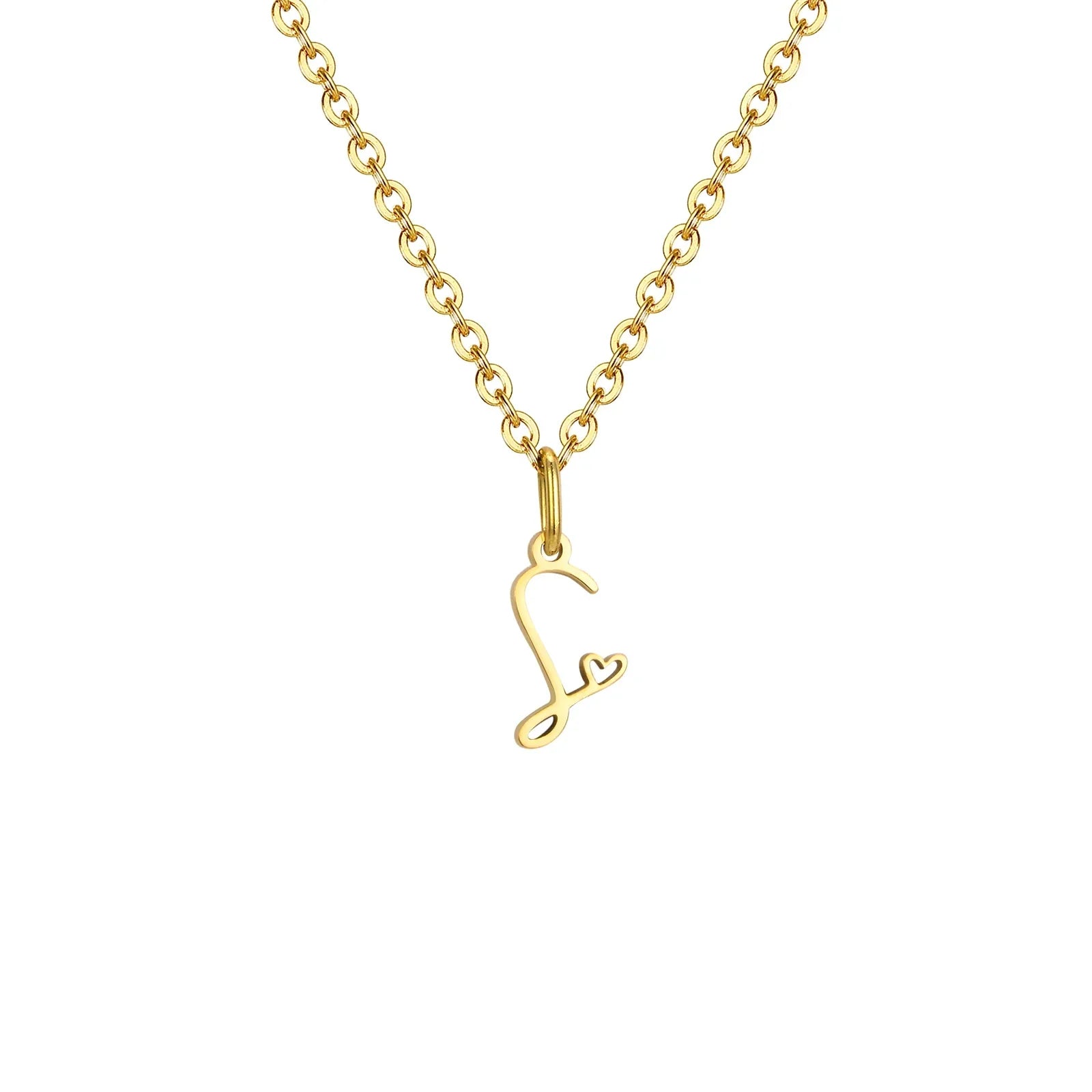 Women's necklace with letter initial pendant and heart s