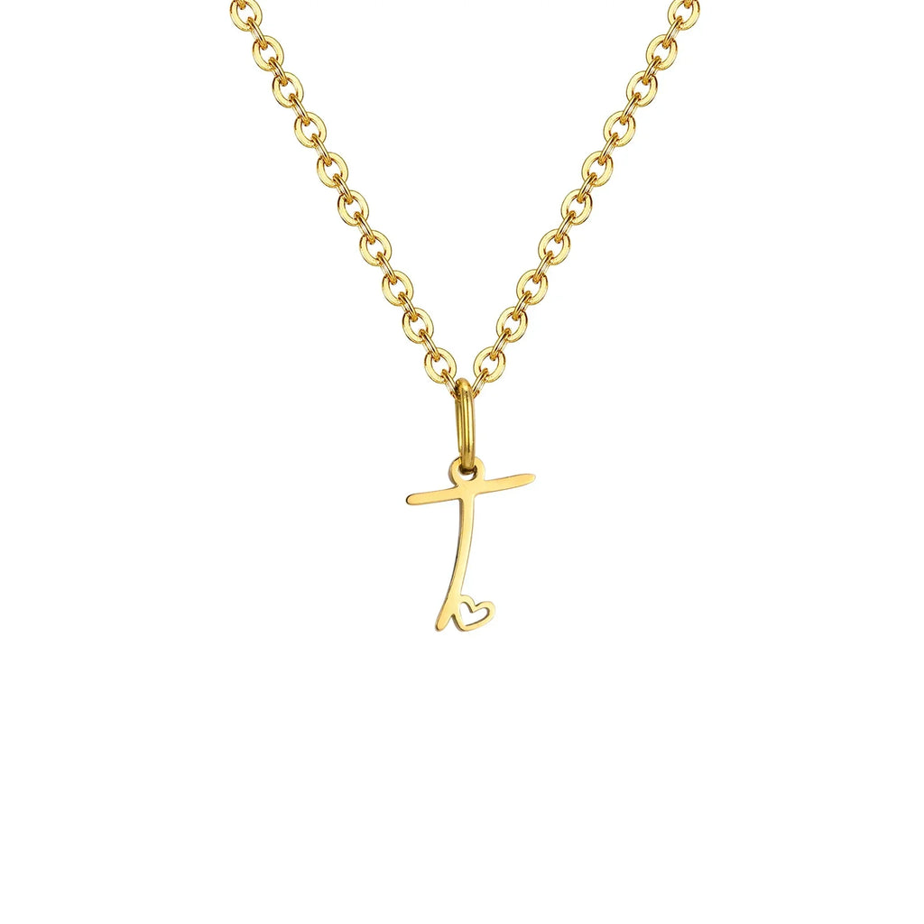 Women's necklace with letter initial pendant and heart t