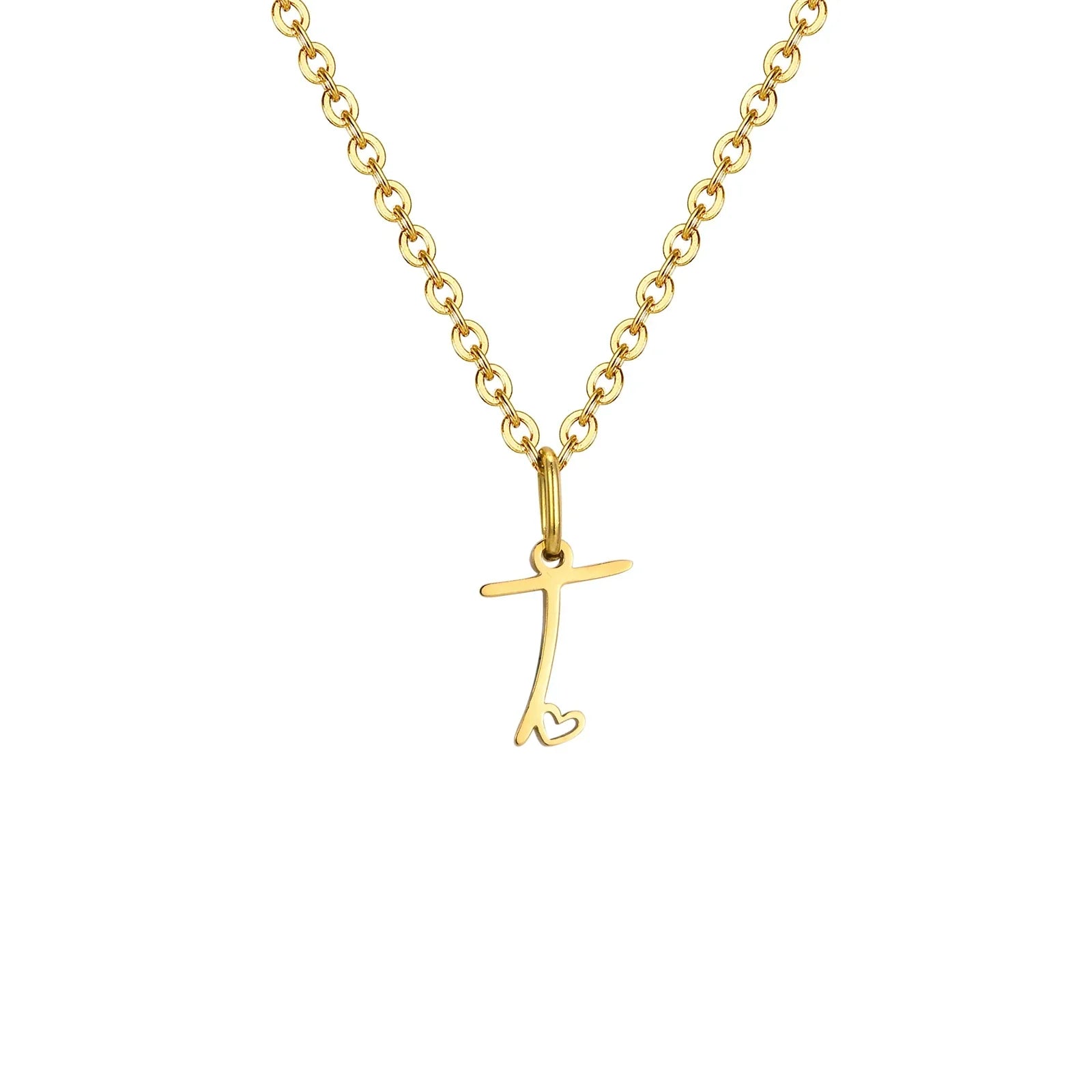 Women's necklace with letter initial pendant and heart t