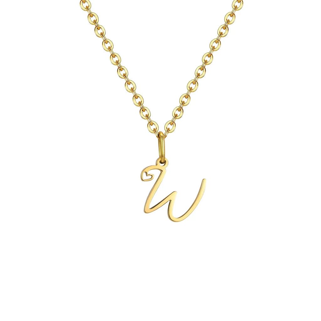 Women's necklace with letter initial pendant and heart w