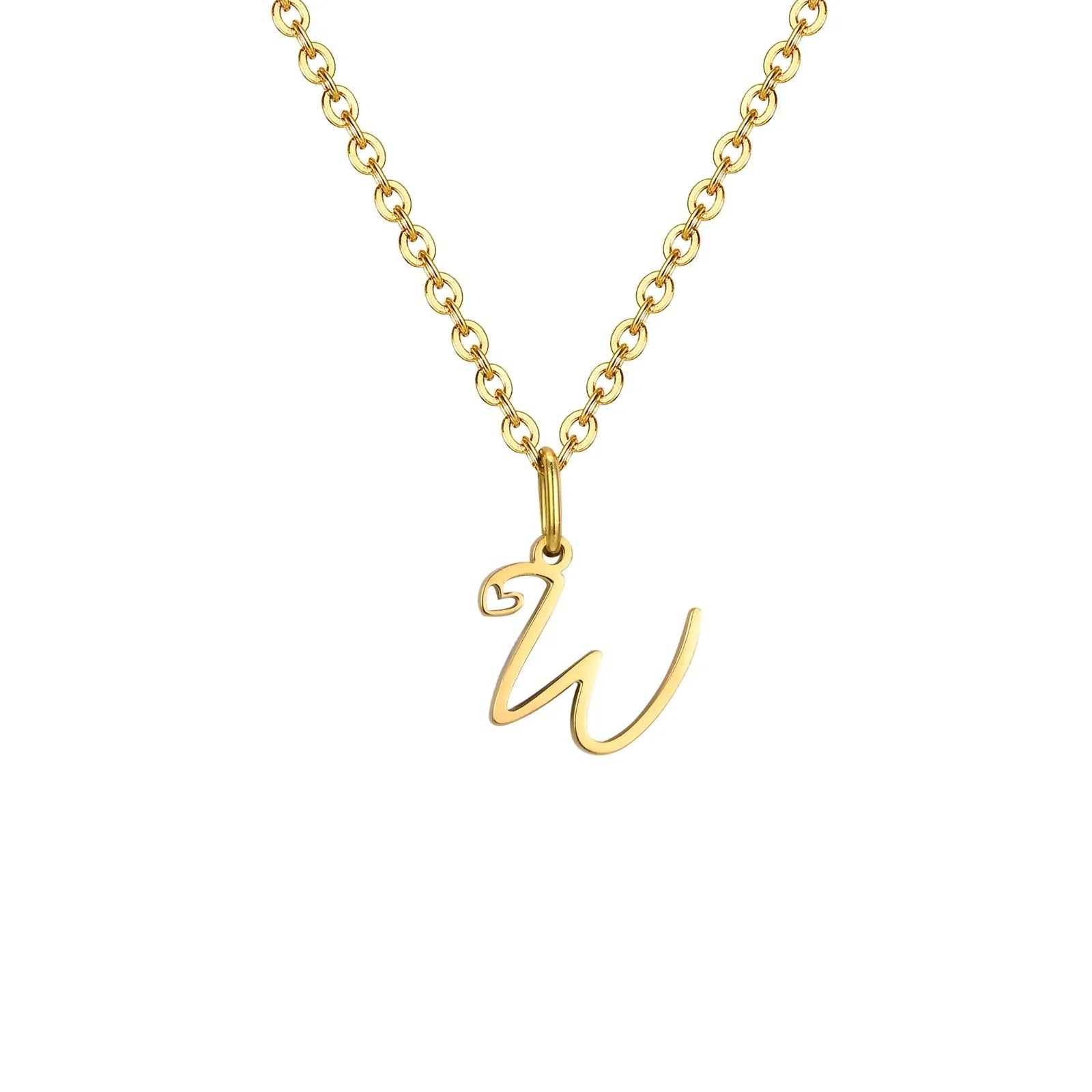 Women's necklace with letter initial pendant and heart w