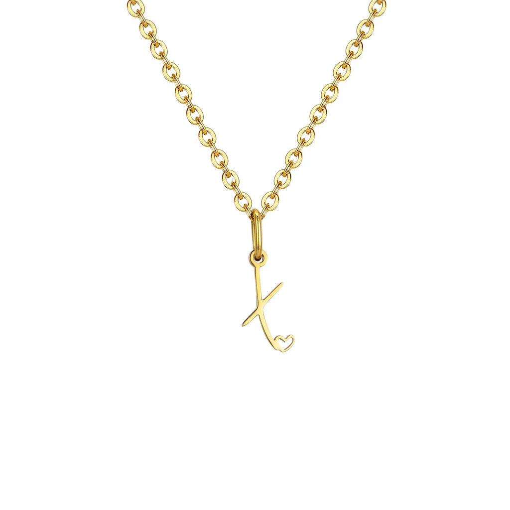 Women's necklace with letter initial pendant and heart x