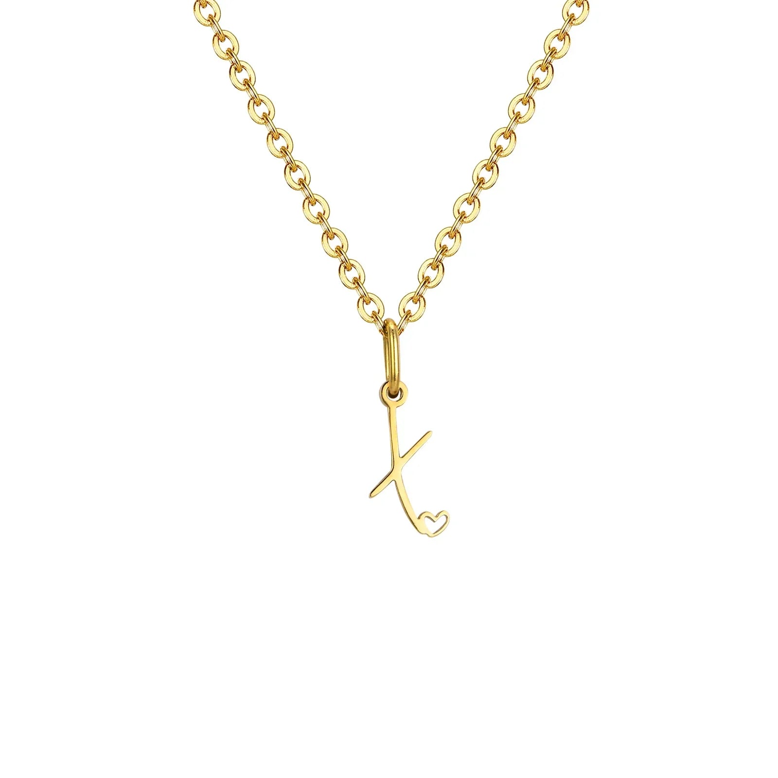 Women's necklace with letter initial pendant and heart x