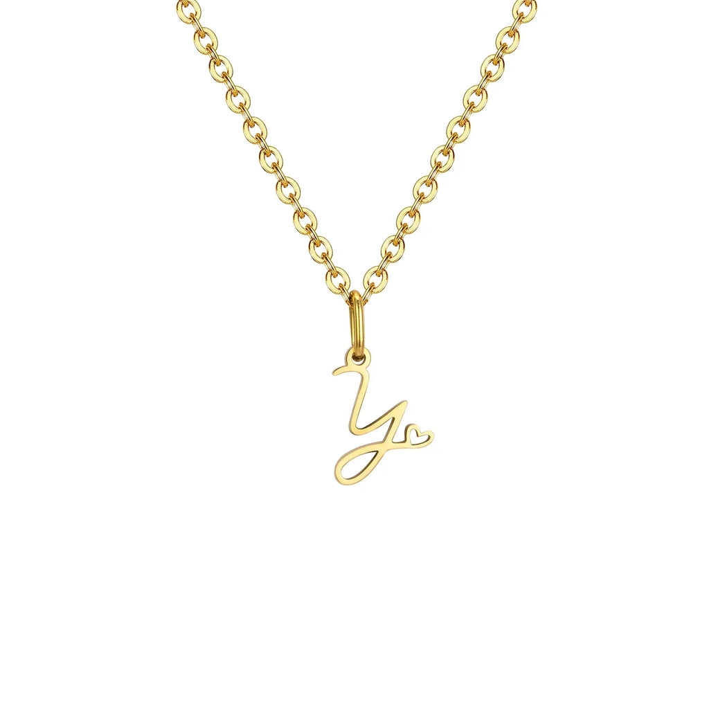 Women's necklace with letter initial pendant and heart y