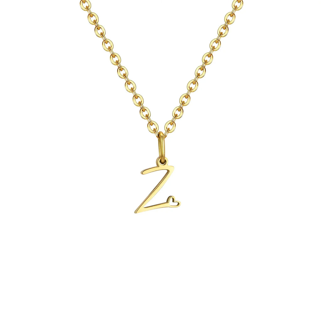 Women's necklace with letter initial pendant and heart z