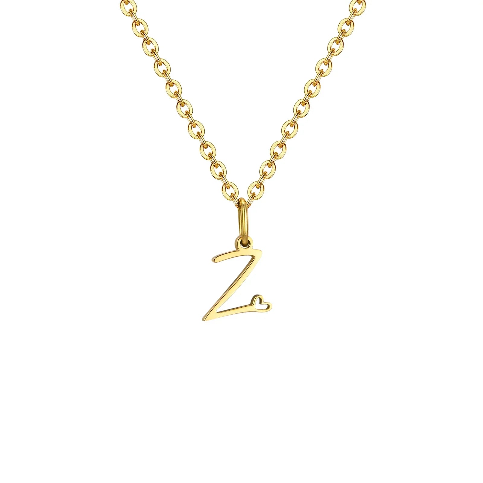 Women's necklace with letter initial pendant and heart z