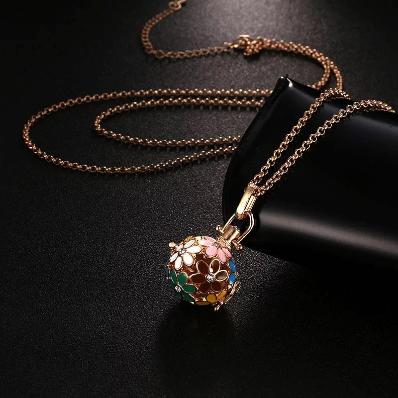 Pregnancy Bola Necklace for Women with Hollow Pendant