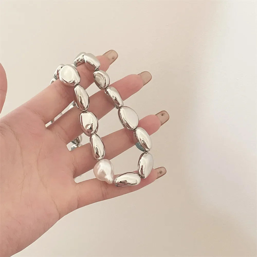 Vintage Style Necklace with Silver Beads