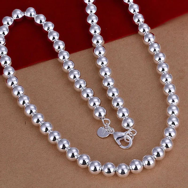 Elegant Women's Silver Beaded Necklace