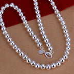 Elegant Women's Silver Beaded Necklace
