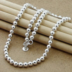 Elegant Women's Silver Beaded Necklace