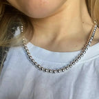 Elegant Women's Silver Beaded Necklace