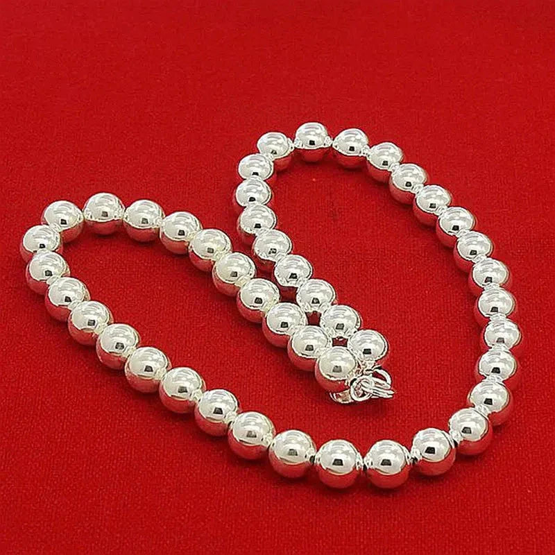 Elegant Women's Silver Beaded Necklace
